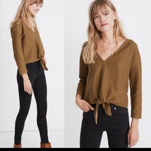 Texture & Thread Long-Sleeve Tie-Front Top